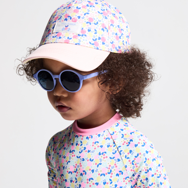 قبعة بنقشة الزهور باللون الوردي للفتيات الصغيرات